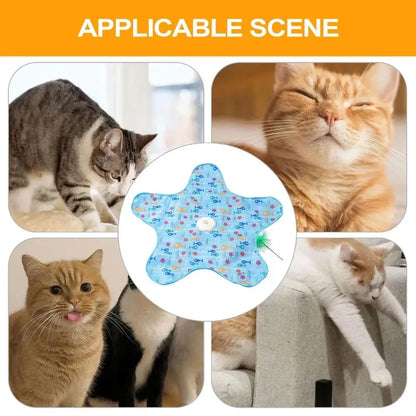 Smart Hide & Seek Cat Toy – Electric Motion-Sensing Interactive Toy with Mouse Sounds, Touch Activation & Feather Teaser for Indoor Cats.
