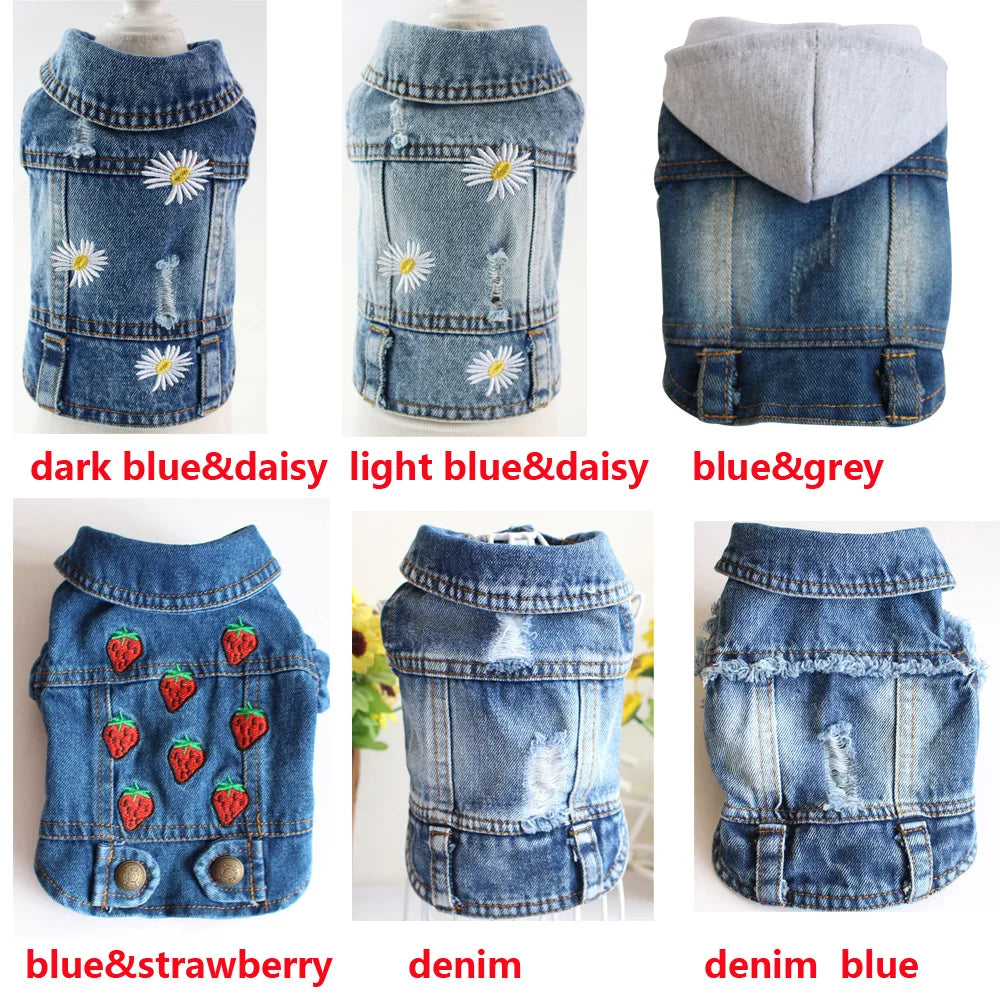 XS–2XL Denim Dog Jacket – Cowboy-Style Jean Vest Coat for Small Dogs, Puppies & Cats.