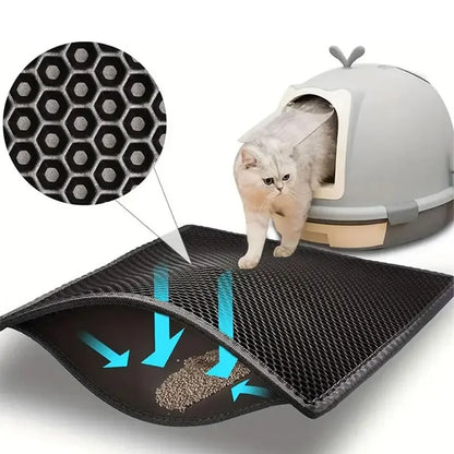 Large Double-Layer Cat Litter Mat – Non-Slip, Waterproof & Wear-Resistant Litter Trapping Mat.