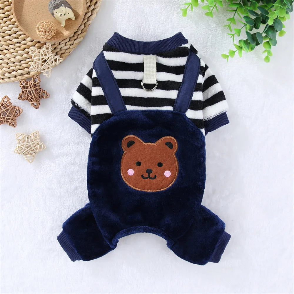 Autumn & Winter Pet Fleece Jumpsuit – Warm Soft Coat Sweater with Leash Ring for Small, Medium & Large Dogs & Cats.