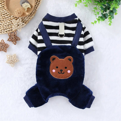 Autumn & Winter Pet Fleece Jumpsuit – Warm Soft Coat Sweater with Leash Ring for Small, Medium & Large Dogs & Cats.