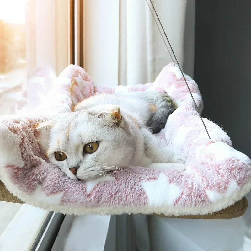 Pet Cat Hammock Aerial Hanging Cat Bed Cats Bed House Kitten Climbing Frame Sunny Window Seat Nest Bearing 20kg Pet Accessories.