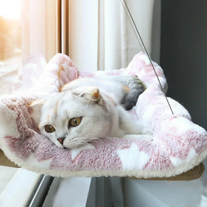 Pet Cat Hammock Aerial Hanging Cat Bed Cats Bed House Kitten Climbing Frame Sunny Window Seat Nest Bearing 20kg Pet Accessories.