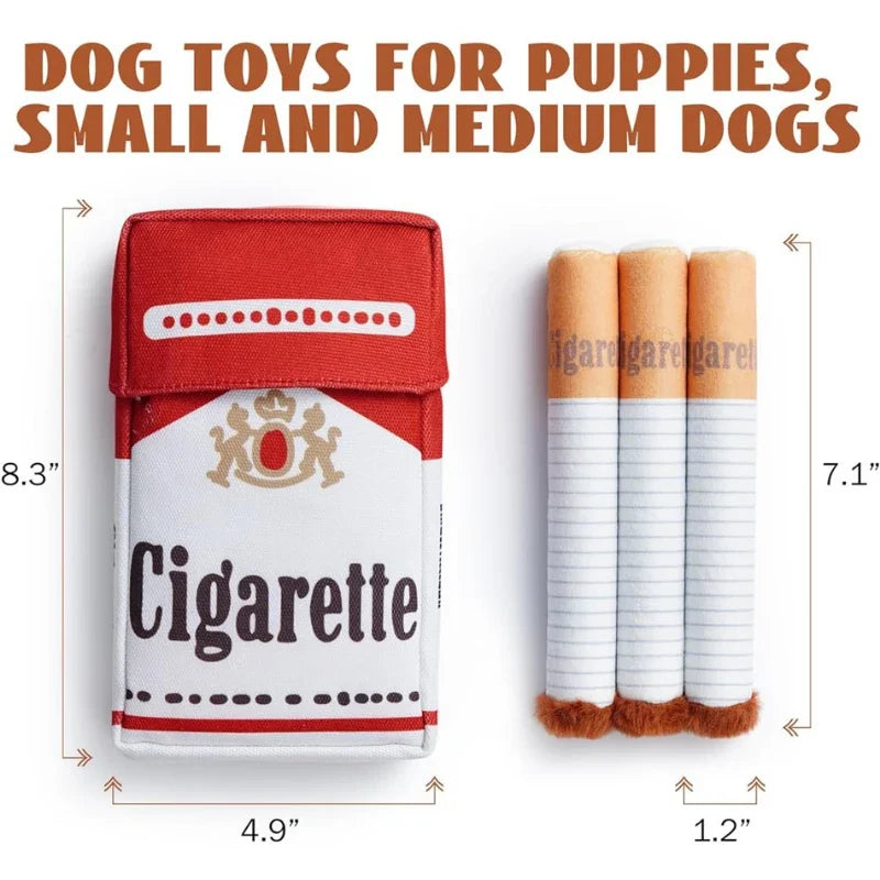 Funny Interactive Plush Dog Toy – Creative Cigarette Design Chew & Giggling Toy for Dogs, Fun Pet Gift for Playtime.