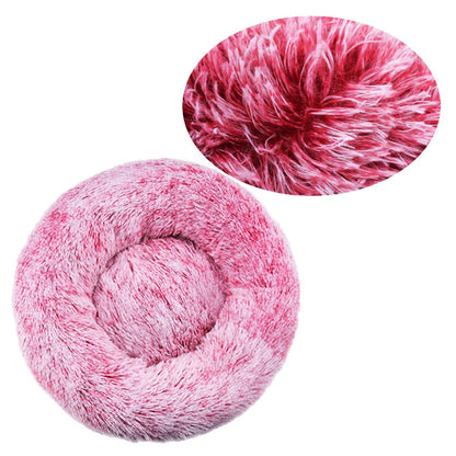 Round Plush Dog Bed – Winter Warm Washable Basket-Style Pet Bed for Small, Medium & Large Dogs & Cats, Soft Sofa-Style Sleeping Cushion.