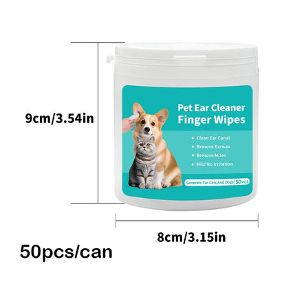 Pet Ear Cleaning Wipes – Ear Care Finger Wipes for Cats & Dogs, Ear Mite Removal & Gentle Pet Ear Cleaning.