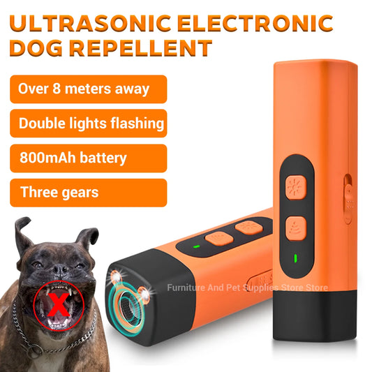 Rechargeable Ultrasonic Dog Repeller – Anti-Barking Training Device with LED Flashlight for Safe Dog Deterrent & Behavior Control.