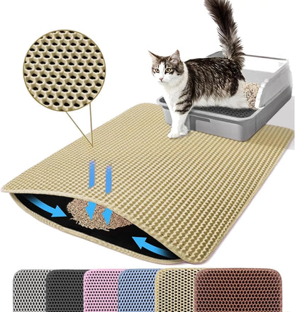 Double Layer Cat Litter Mat – Waterproof Non-Slip Litter Trapping Mat for Cats, Durable Wear-Resistant Pet Litter Box Floor Mat