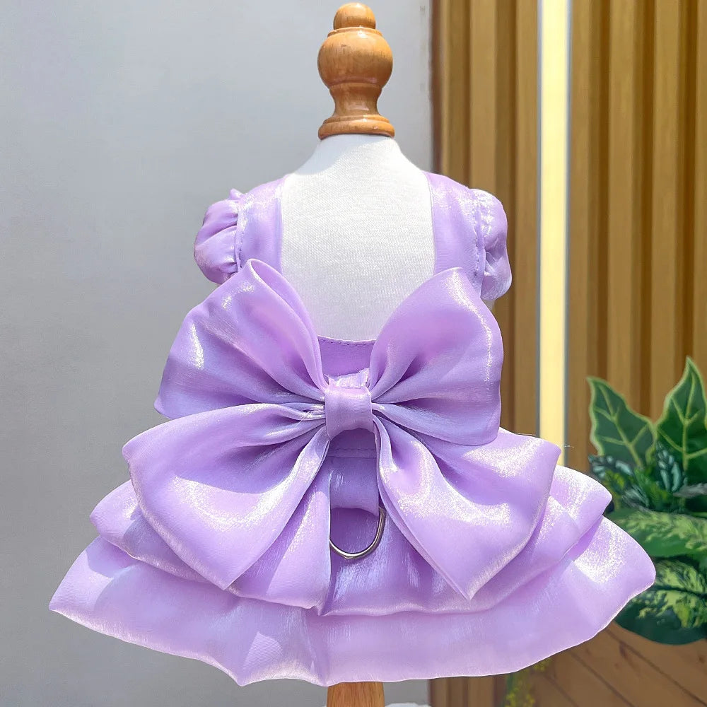 Solid Color Pet Dress with D-Ring – Summer Outfit for Small Dogs & Cats, Cute Chihuahua & Pomeranian Puppy Dress.
