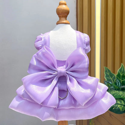 Solid Color Pet Dress with D-Ring – Summer Outfit for Small Dogs & Cats, Cute Chihuahua & Pomeranian Puppy Dress.