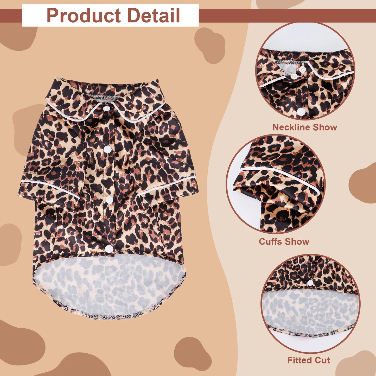 Cute Pet T-Shirt – Soft Lightweight Dog & Cat Homewear with Adorable Leopard, Bee & Cow Print Designs.