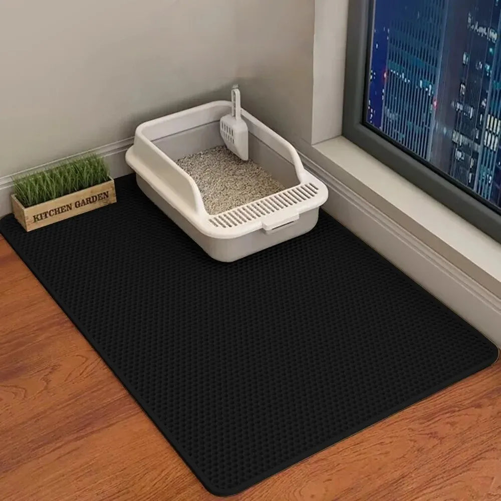 Double-Layer Cat Litter Mat – Anti-Splash Filtering Mat for Litter Boxes, Traps Sand & Reduces Litter Tracking.