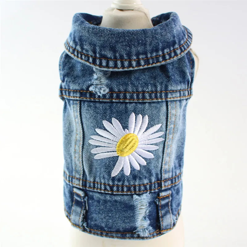 XS–2XL Denim Dog Jacket – Cowboy-Style Jean Vest Coat for Small Dogs, Puppies & Cats.