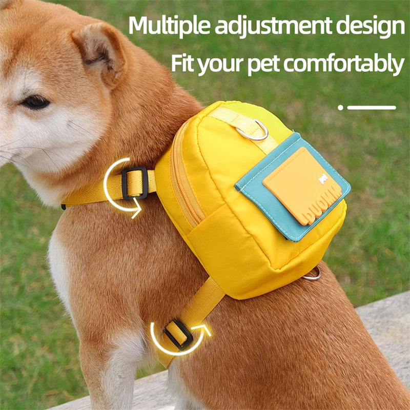 Waterproof Pet Backpack for Dogs – Outdoor Travel Puppy Bag with Harness & Collar, Ideal for Snacks and Walking Accessories.