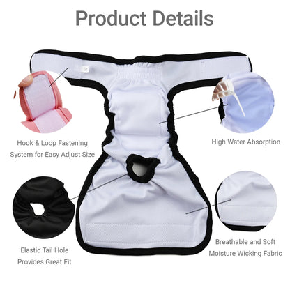 Washable Pet Diapers – Reusable Breathable Dog Sanitary Pants for Male & Female Dogs, Puppy Underwear for Hygiene & Heat Protection.