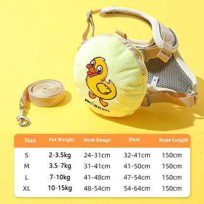 Hamburger Dog Harness & Leash Set – Durable Polyester Walking Harness for Small & Medium Dogs and Cats, Cute Anti-Lost Outdoor Pet Accessory.