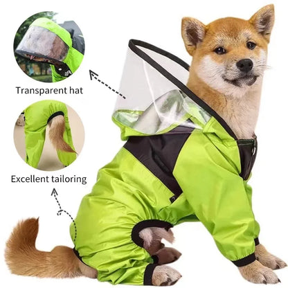 Waterproof Dog Raincoat Jumpsuit – Water-Resistant Pet Jacket with Hood for Small & Large Dogs, Outdoor Rain Protection Coat.