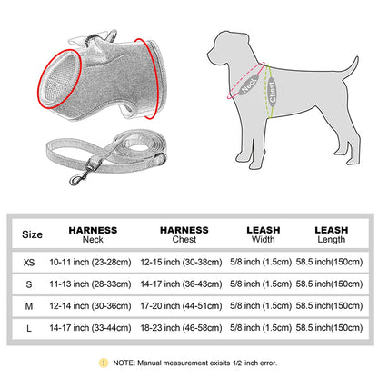Personalized Dog Harness & Leash Set – Custom Name Pet Vest with Cute Bowtie for Small & Medium Dogs and Cats.