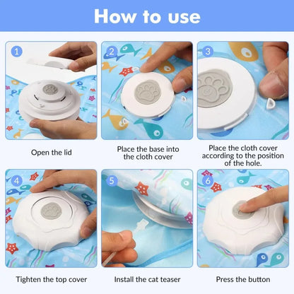 Smart Hide & Seek Cat Toy – Electric Motion-Sensing Interactive Toy with Mouse Sounds, Touch Activation & Feather Teaser for Indoor Cats.