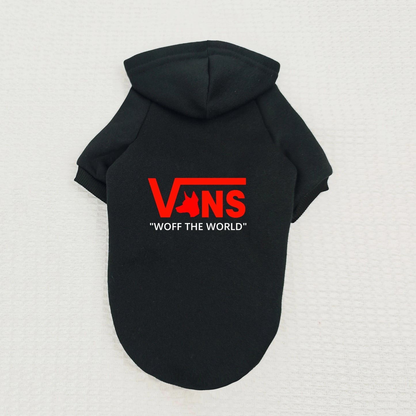 Warm Fleece Dog Hoodie – V-Inspired Dog Head Logo Hooded Pullover Sweatshirt for Puppies & Small Dogs.