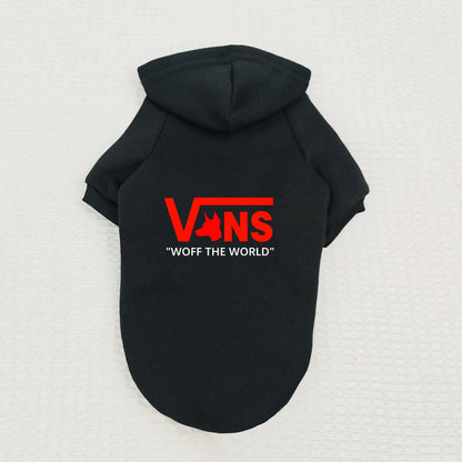 Warm Fleece Dog Hoodie – V-Inspired Dog Head Logo Hooded Pullover Sweatshirt for Puppies & Small Dogs.