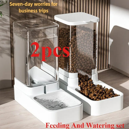 Automatic Pet Feeder & Water Dispenser – Food Storage Container with Feeding Bowl for Cats & Dogs, Convenient Drinking & Feeding Solution.