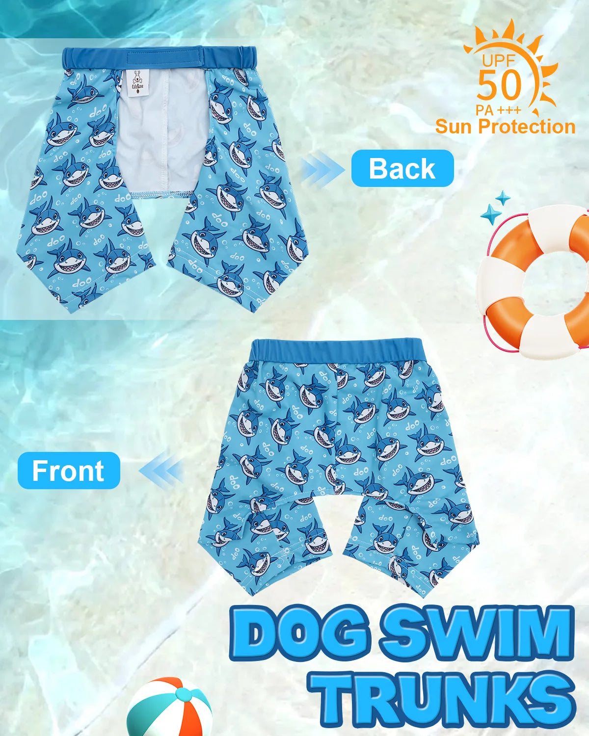 CuteBone Dog Swim Trunks – Quick-Dry UV Protection Swimsuit Shorts with Adjustable Waistband for Small & Medium Dogs, Beach & Pool Wear.