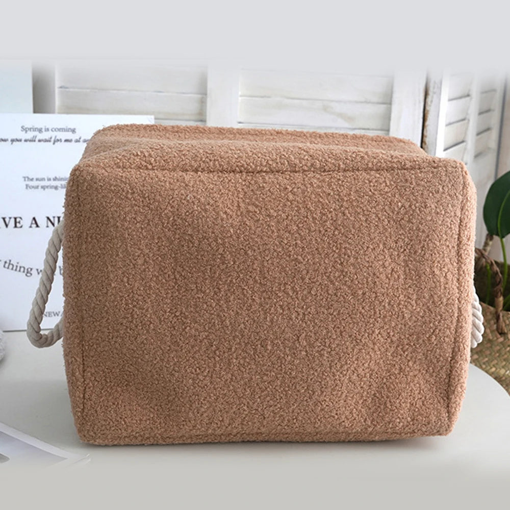 Plush Rectangular Pet Toy and Clothing Storage Basket.