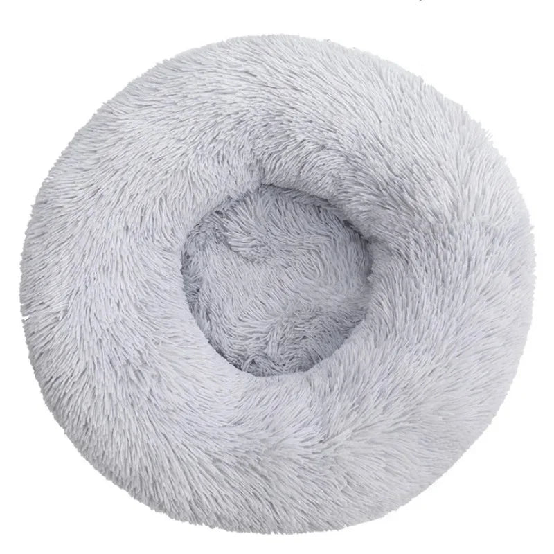 Round Plush Pet Bed – Super Soft Winter Warm Sleeping Bed for Cats & Dogs, Available in 6 Sizes (40–90cm) for Small to Large Pets.
