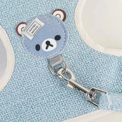 Cute Bear Pet Harness Vest – Fashion Chest & Back Walking Harness for Cats & Dogs