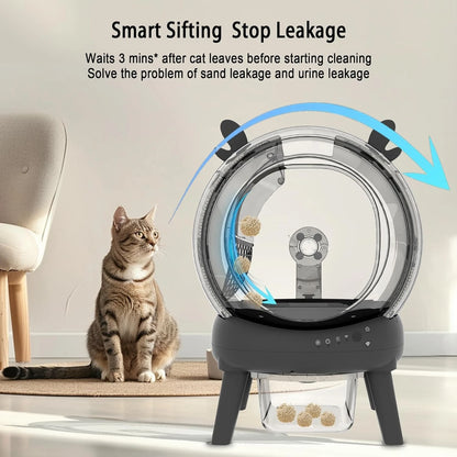 Self-Cleaning Litter Box – Large Capacity Automatic Cat Litter System for Multiple Cats with Dual Safety Features & Custom Settings.