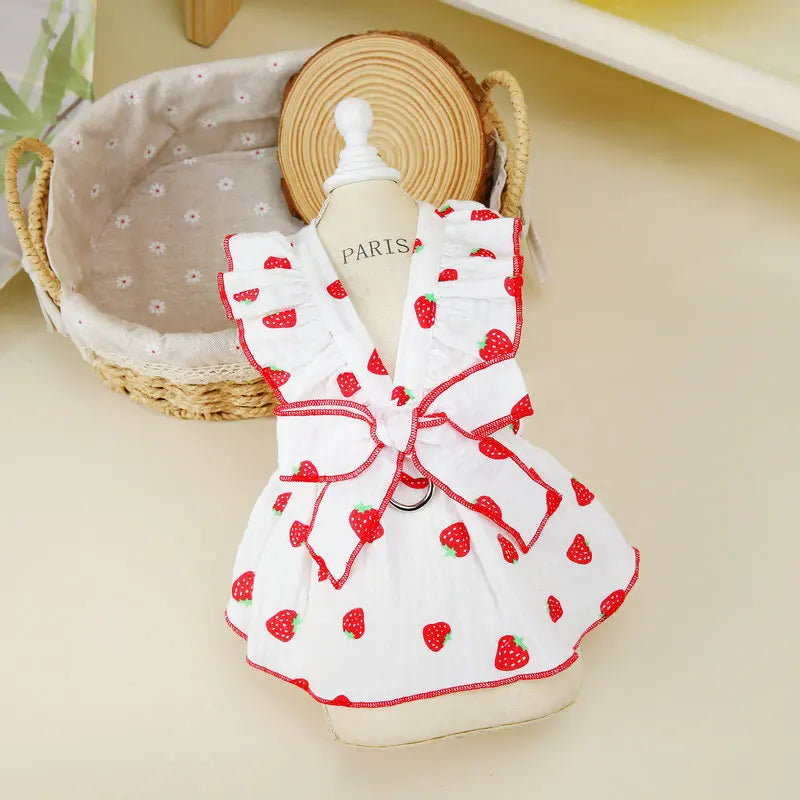 Princess Dog Dress – Cute Mesh Summer Pet Skirt with Bow & Lace for Puppies and Kittens,