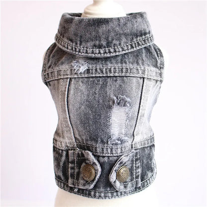 XS–2XL Denim Dog Jacket – Cowboy-Style Jean Vest Coat for Small Dogs, Puppies & Cats.