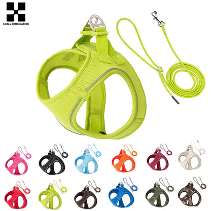 Adjustable Reflective Dog Harness & Leash Set – Comfortable Pet Vest for Small & Medium Dogs & Cats, Ideal for Outdoor Walking.