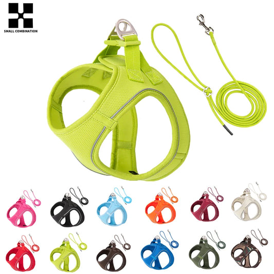 Adjustable Reflective Dog Harness & Leash Set – Comfortable Pet Vest for Small & Medium Dogs & Cats, Ideal for Outdoor Walking.