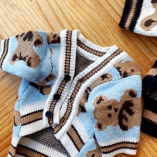 Luxury Pet Striped Cardigan Sweater – Warm Coat for puppies, Stylish Winter Pet Outfit.