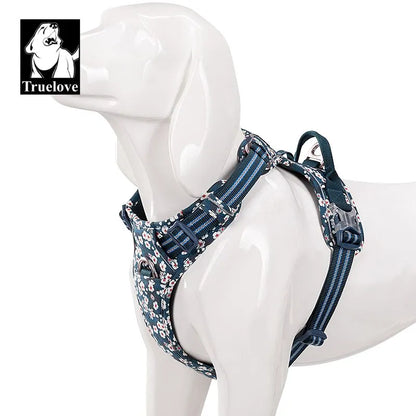 Truelovepet Adjustable Dog Harness – Floral Pattern Vest with Cotton Padding & Aluminum Alloy Hardware for Small, Medium & Large Dogs.