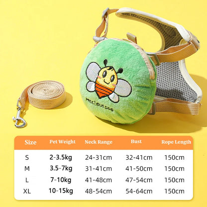 Hamburger Dog Harness & Leash Set – Durable Polyester Walking Harness for Small & Medium Dogs and Cats, Cute Anti-Lost Outdoor Pet Accessory.