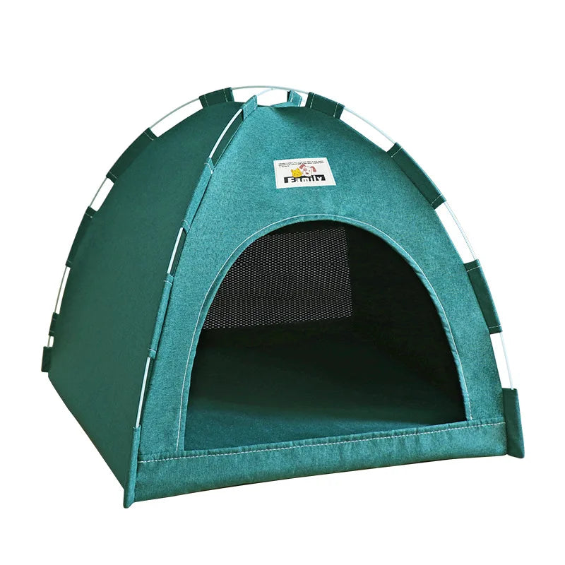 Foldable Pet House Tent – Portable Four-Season Cat & Dog Nest with Breathable Design and Cooling Mat for Indoor & Outdoor Use.