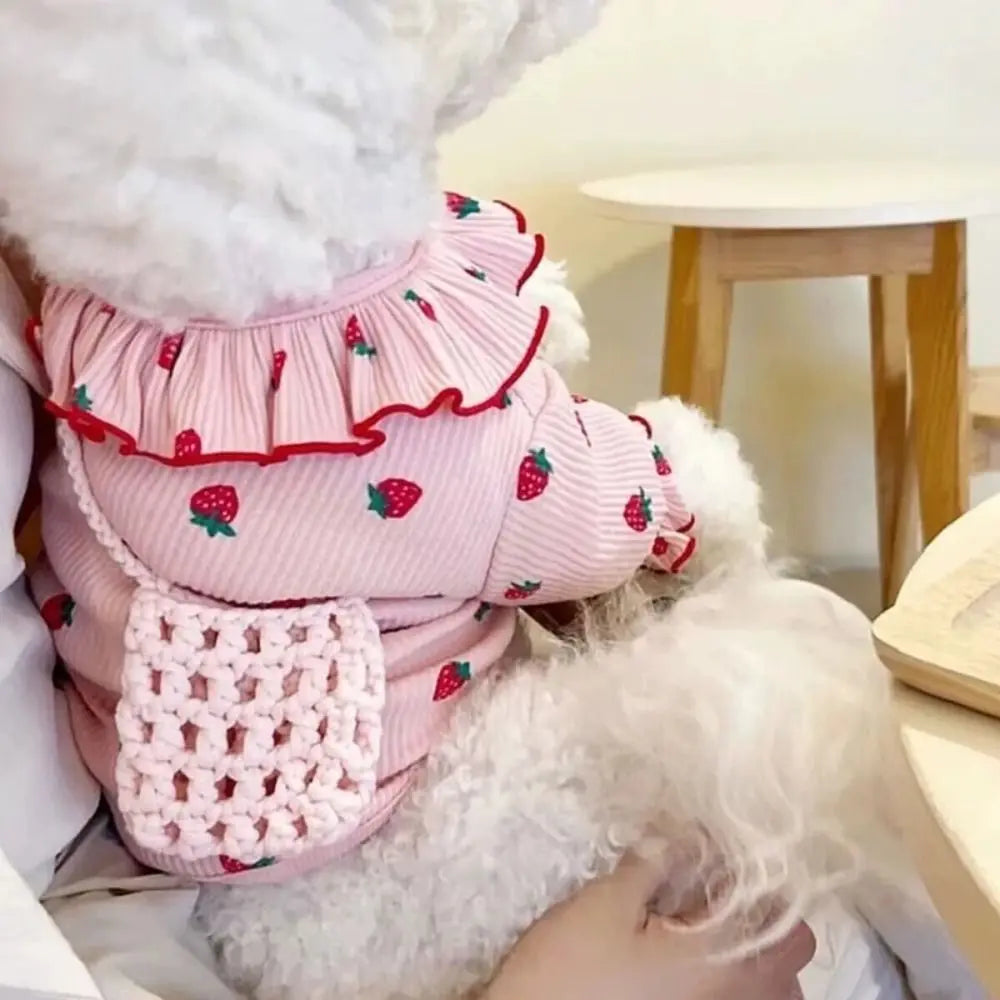 Cute Strawberry Pet Vest – Soft Breathable Dog & Cat Shirt for Puppies, Kittens & Small Pets.