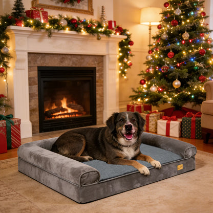 XL–XXL Orthopedic Memory Foam Dog Bed – Calming Plush Sofa with Waterproof Removable Cover for Small, Medium & Large Dogs.