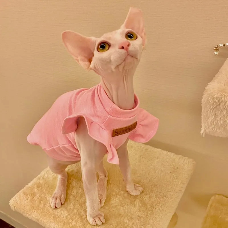 Luxury Sphynx Cat & Dog Vest – Lightweight Summer Outfit for Hairless Cats, French Bulldogs & Small Puppies.