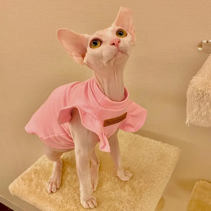 Luxury Sphynx Cat & Dog Vest – Lightweight Summer Outfit for Hairless Cats, French Bulldogs & Small Puppies.