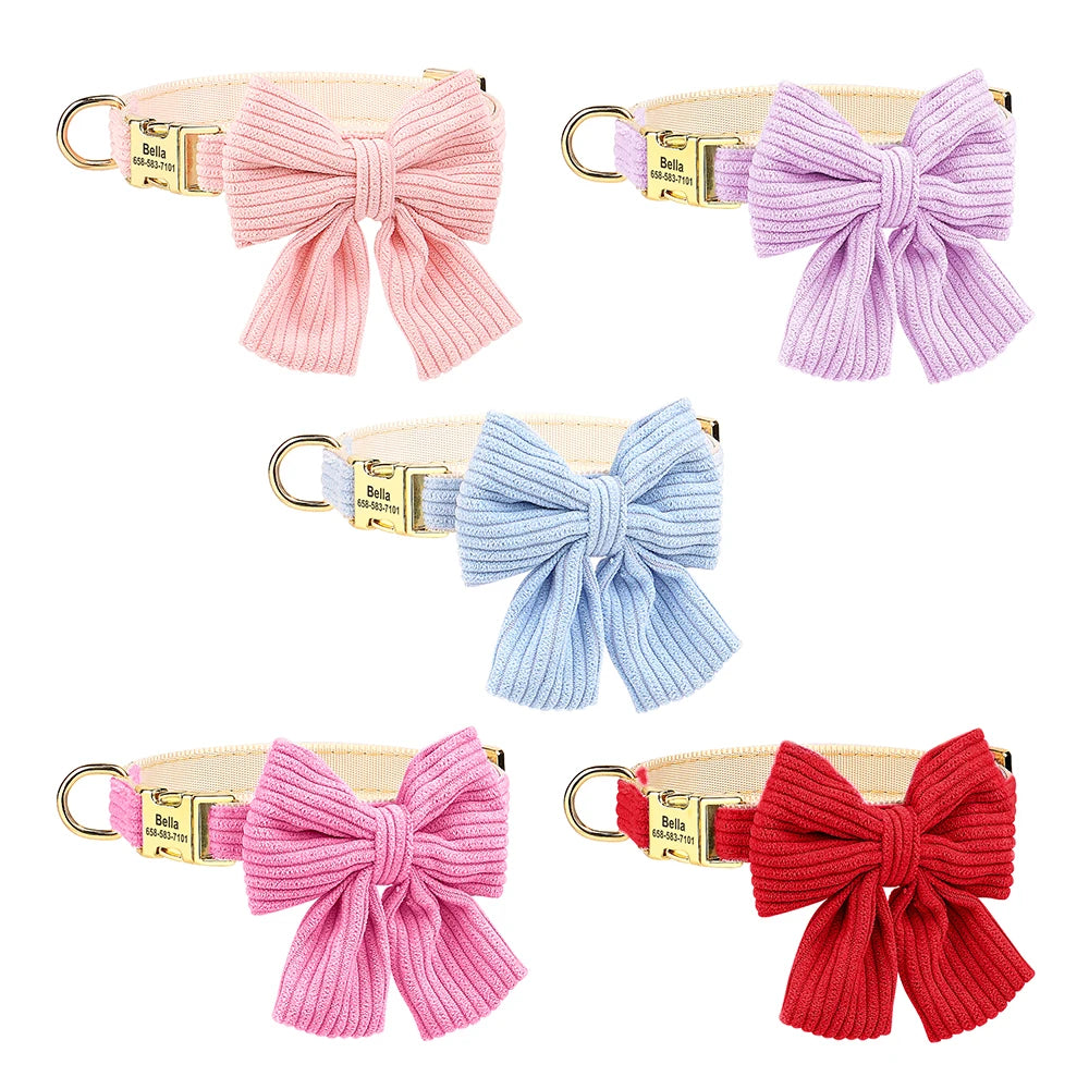 Personalized Pet ID Collar – Cute Big Bowtie Collar with Free Engraving for Small & Medium Dogs & Cats, Stylish Pet Accessory.