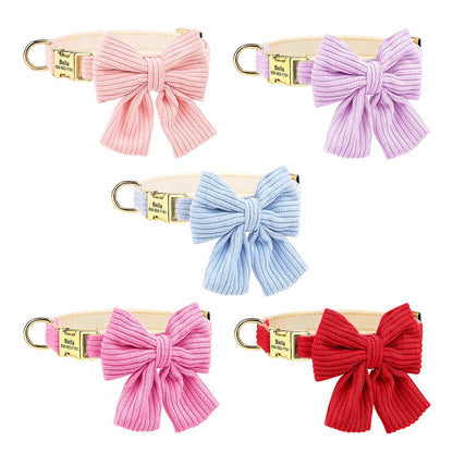 Personalized Pet ID Collar – Cute Big Bowtie Collar with Free Engraving for Small & Medium Dogs & Cats, Stylish Pet Accessory.