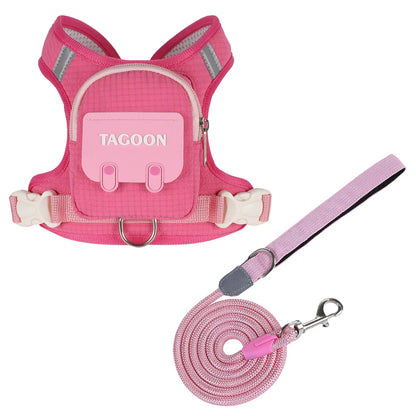 Adjustable Dog & Cat Harness and Leash Set – Reflective Pet Vest with Backpack for Comfortable Walking