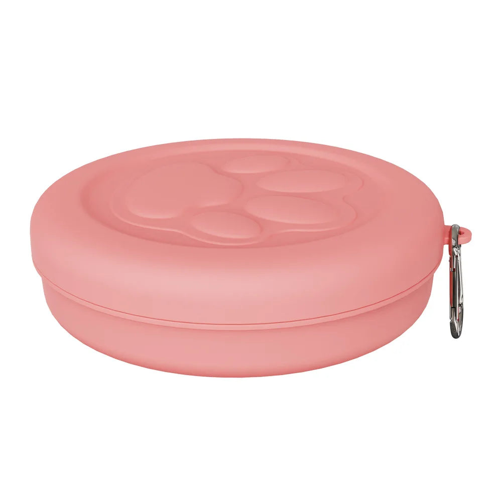 Portable Outdoor Pet Bowl – 2-in-1 Travel Food & Water Dish with Treat Compartment for Hiking, Camping & On-the-Go Feeding.