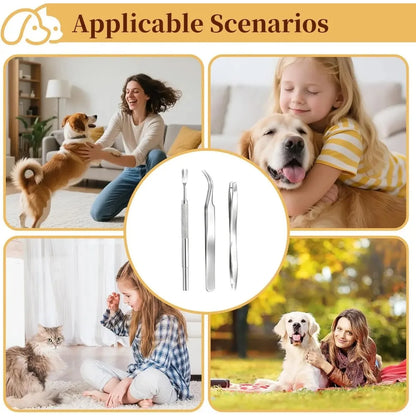 1 Set Tick Remover Tweezers – Ergonomic Professional Extraction Tool for Dogs, Cats & Humans, Multi-Purpose Pet Grooming Care.