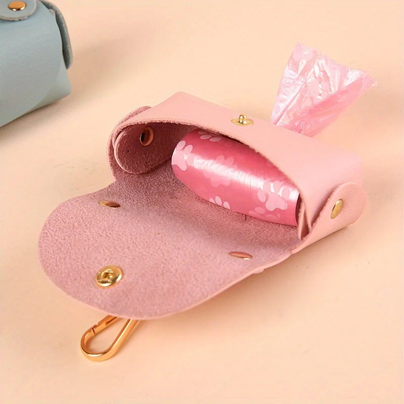 Portable Dog Waste Bag Dispenser – Durable Polyester Poop Bag Holder with Convenient Leather Clip for Easy Outdoor Walks.