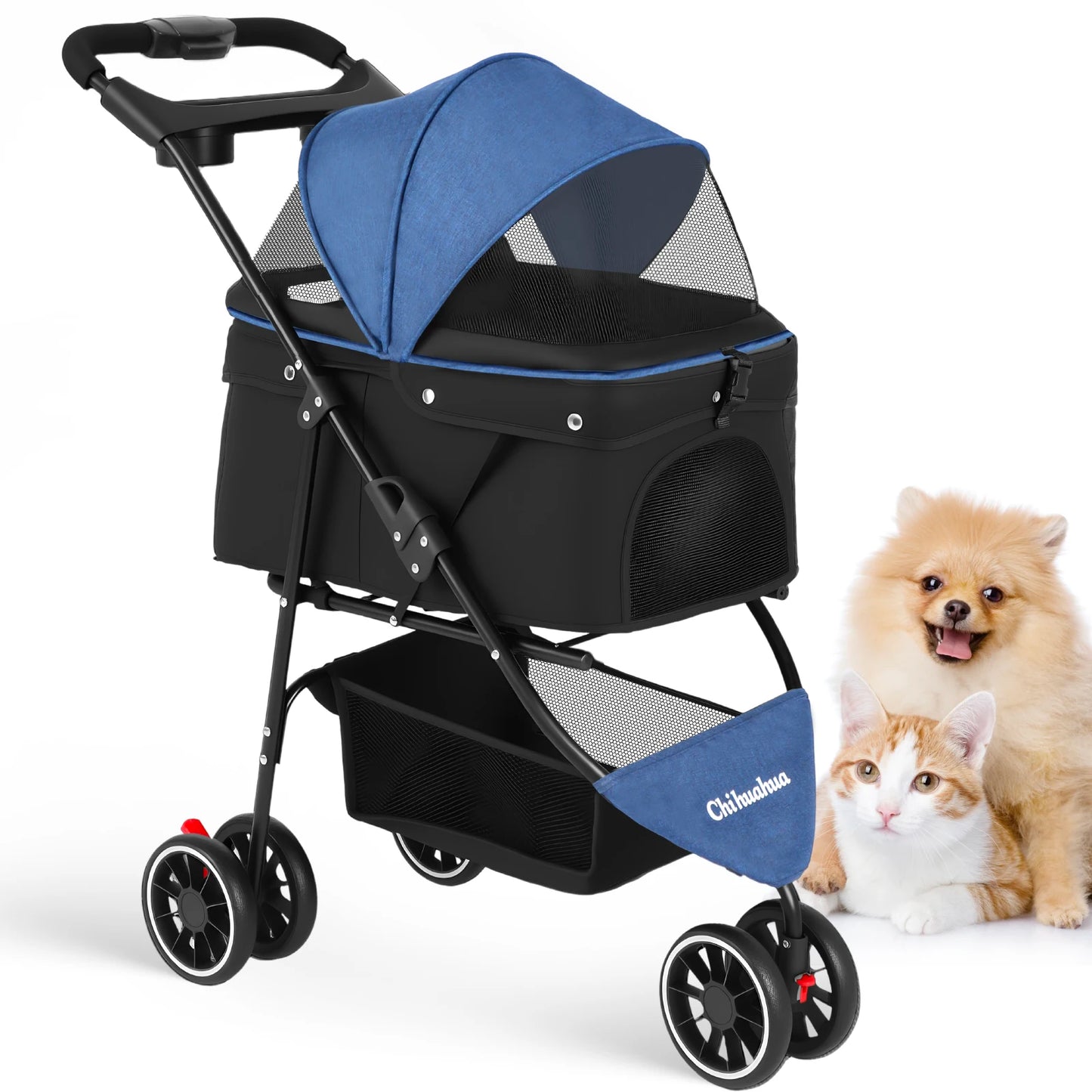 Portable Pet Stroller – Foldable Travel Carrier for Small Dogs & Cats, Comfortable Puppy & Pet Strolling Cart